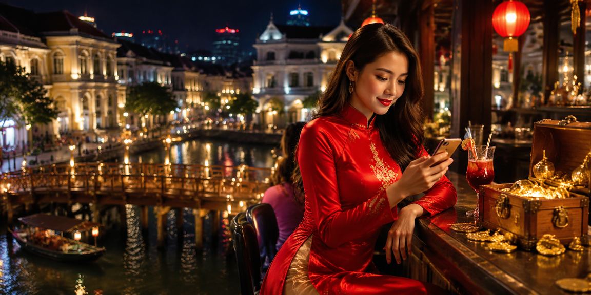 Người dùng TP.HCM mặc áo dài tham gia trải nghiệm baccarat live casino trên thiết bị di động